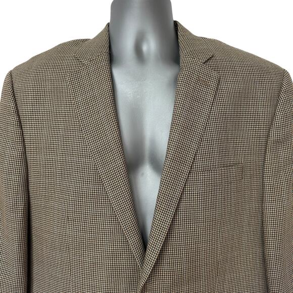 Vintage Ralph by Ralph Lauren Blazer Micro Check Tan Brown Jacket Men's Size 43R - Picture 3 of 12